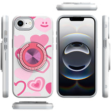 For iPhone 16e Case Printed Design Magnetic Bling Ring Stand + Tempered Glass