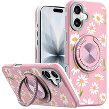 For iPhone 17 Case Printed Design with Bling 360 Rotating Stand + Tempered Glass