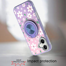 For iPhone 17 Case Printed Design with Bling 360 Rotating Stand + Tempered Glass