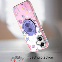 For iPhone 17 Case Printed Design with Bling 360 Rotating Stand + Tempered Glass