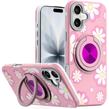 For iPhone 17 Case Printed Design with Bling 360 Rotating Stand + Tempered Glass