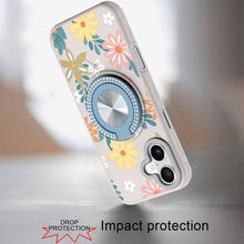 For iPhone 17 Case Printed Design with Bling 360 Rotating Stand + Tempered Glass