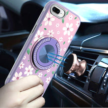 For iPhone 8 Plus/7 Plus Case Printed Design w/ Bling 360 Stand + Tempered Glass