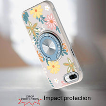 For iPhone 8 Plus/7 Plus Case Printed Design w/ Bling 360 Stand + Tempered Glass