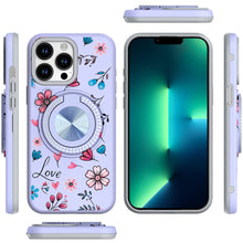 For iPhone 13 Pro Max 6.7 inch Case Printed Design with Bling 360 Rotating Stand