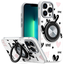 For iPhone 13 Pro Max 6.7 inch Case Printed Desing Magnetic Bling Ring Stand