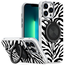 For iPhone 13 Pro Max 6.7 inch Case Printed Design with Bling 360 Rotating Stand