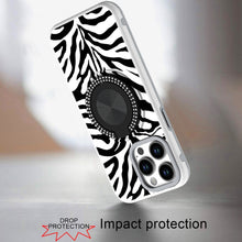 For iPhone 13 Pro Max 6.7 inch Case Printed Design with Bling 360 Rotating Stand