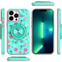 For iPhone 13 Pro Max 6.7 inch Case Printed Design with Bling 360 Rotating Stand