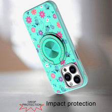For iPhone 13 Pro Max 6.7 inch Case Printed Design with Bling 360 Rotating Stand