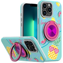 For iPhone 13 Pro Max 6.7 inch Case Printed Design with Bling 360 Rotating Stand