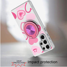 For Samsung S23 Ultra Case Printed Design with Bling 3660 Rotating Ring Stand
