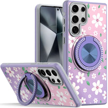Samsung Galaxy S24 Ultra Case Printed Design Magnetic Bling Circle Stand Cover