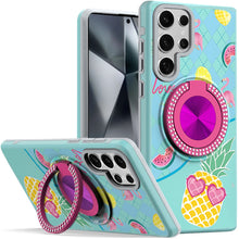 For Samsung S24 Ultra Case Printed Design with Bling 3660 Rotating Ring Stand