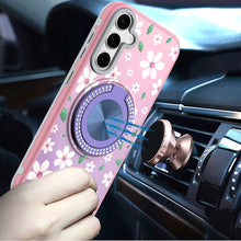 For Samsung S25/S24 Case Printed Magnetic Bling Ring Stand + Tempered Glass