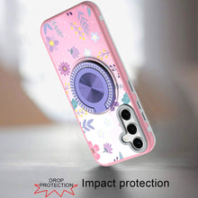 For Samsung S25/S24 Case Printed Magnetic Bling Ring Stand + Tempered Glass
