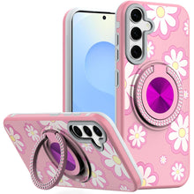 For Samsung S25/S24 Case Printed Design with Bling 360 Stand + Tempered Glass