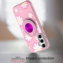 For Samsung S25/S24 Case Printed Design with Bling 360 Stand + Tempered Glass