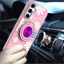 For Samsung S25/S24 Case Printed Magnetic Bling Ring Stand + Tempered Glass