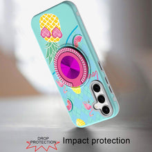 For Samsung S25/S24 Case Printed Magnetic Bling Ring Stand + Tempered Glass