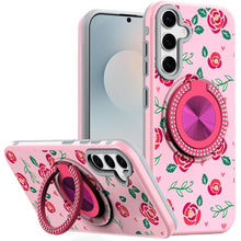 For Samsung S25 FE Case Printed Magnetic Bling Ring Stand Cover + Tempered Glass