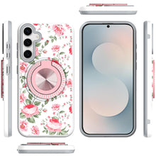 For Samsung S25 FE Case Printed Design with Bling 360 Stand + Tempered Glass