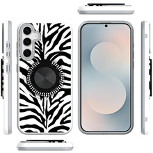 For Samsung S25 FE Case Printed Magnetic Bling Ring Stand Cover + Tempered Glass