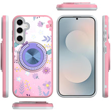 For Samsung S25 FE Case Printed Magnetic Bling Ring Stand Cover + Tempered Glass