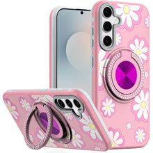 For Samsung S25 FE Case Printed Magnetic Bling Ring Stand Cover + Tempered Glass