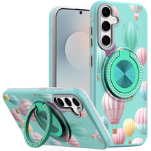 For Samsung S25 FE Case Printed Magnetic Bling Ring Stand Cover + Tempered Glass