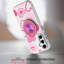 For Samsung S25 FE Case Printed Magnetic Bling Ring Stand Cover + Tempered Glass