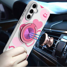 For Samsung S25 FE Case Printed Magnetic Bling Ring Stand Cover + Tempered Glass