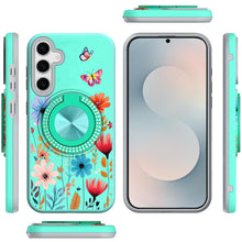 For Samsung S26 6.3" Case Printed Design with Bling 360 Stand + Tempered Glass