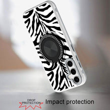 For Samsung S26 6.3" Case Printed Design with Bling 360 Stand + Tempered Glass