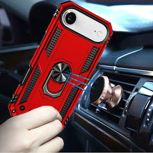For iPhone Air Case Metal Ring Kickstand Rugged Phone Cover + Tempered Glass