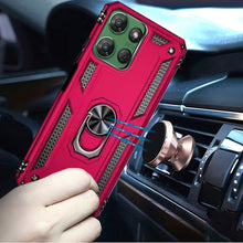 For Moto G Power 2025 Case Ring Magnetic Kickstand Hybrid Cover + Tempered Glass