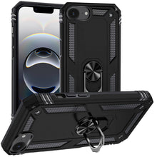 For iPhone 16e Case Ring Magnetic Kickstand Protective Hybrid + Tempered Glass