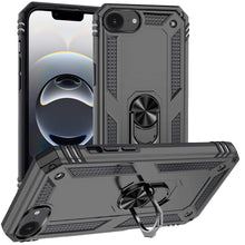 For iPhone 16e Case Ring Magnetic Kickstand Protective Hybrid + Tempered Glass