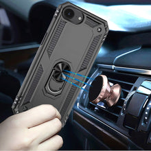 For iPhone 16e Case Ring Magnetic Kickstand Protective Hybrid + Tempered Glass