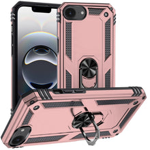 For iPhone 16e Case Ring Magnetic Kickstand Protective Hybrid + Tempered Glass
