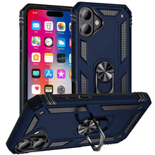 For iPhone 16 6.1inch Case Ring Holder Magnetic Kickstand Hybrid +Tempered Glass