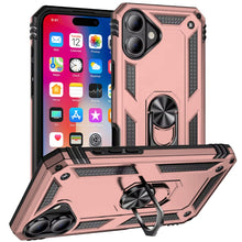 For iPhone 16 6.1inch Case Ring Holder Magnetic Kickstand Hybrid +Tempered Glass