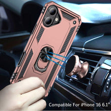 For iPhone 16 6.1inch Case Ring Holder Magnetic Kickstand Hybrid +Tempered Glass