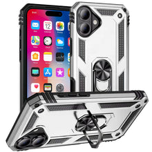 For iPhone 16 6.1inch Case Ring Holder Magnetic Kickstand Hybrid +Tempered Glass