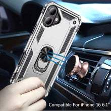 For iPhone 16 6.1inch Case Ring Holder Magnetic Kickstand Hybrid +Tempered Glass