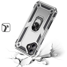 For iPhone 16 6.1inch Case Ring Holder Magnetic Kickstand Hybrid +Tempered Glass