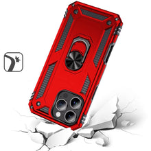 For iPhone 16 Pro 6.3in Case Ring Holder Magnetic Kickstand + Tempered Glass