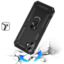 For iPhone 17 Case Metal Ring Kickstand Rugged Phone Cover + Tempered Glass