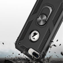 For iPhone 8 Plus/7 Plus Case Ring Holder Magnetic Kickstand + Tempered Glass