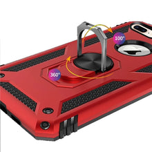 For iPhone 8 Plus/7 Plus Case Ring Holder Magnetic Kickstand + Tempered Glass